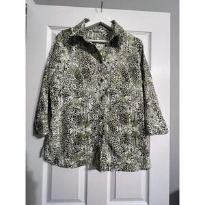 Vintage Allison Daley Blouse Women Size 10 Floral‎ Button Down 3/4 Sleeve Top